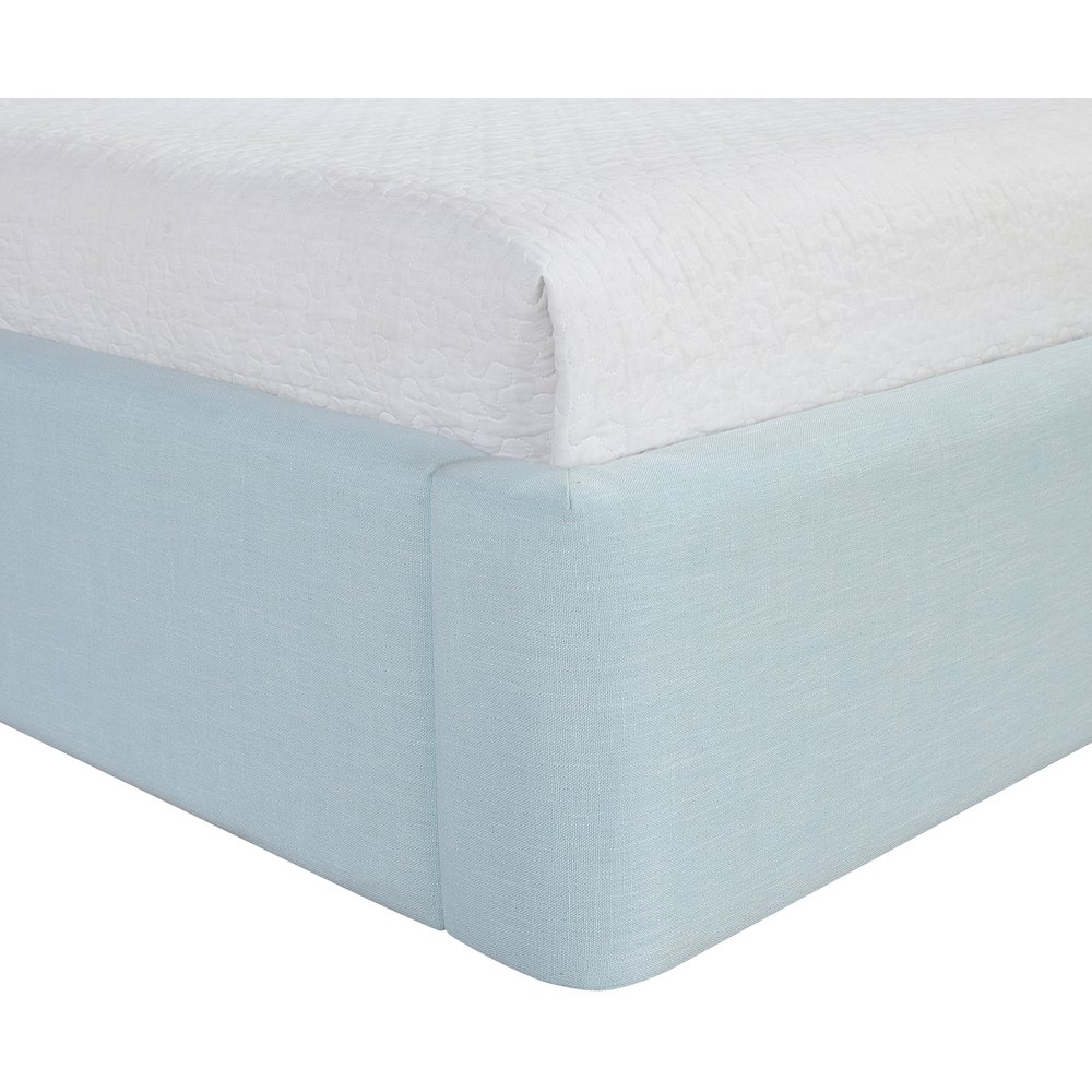 Kendall Light Blue Linen Textured Fabric Upholstered King Bed. Picture 6