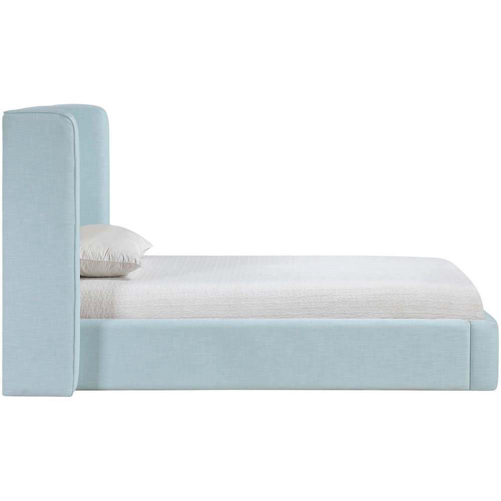 Kendall Light Blue Linen Textured Fabric Upholstered Twin Bed. Picture 8