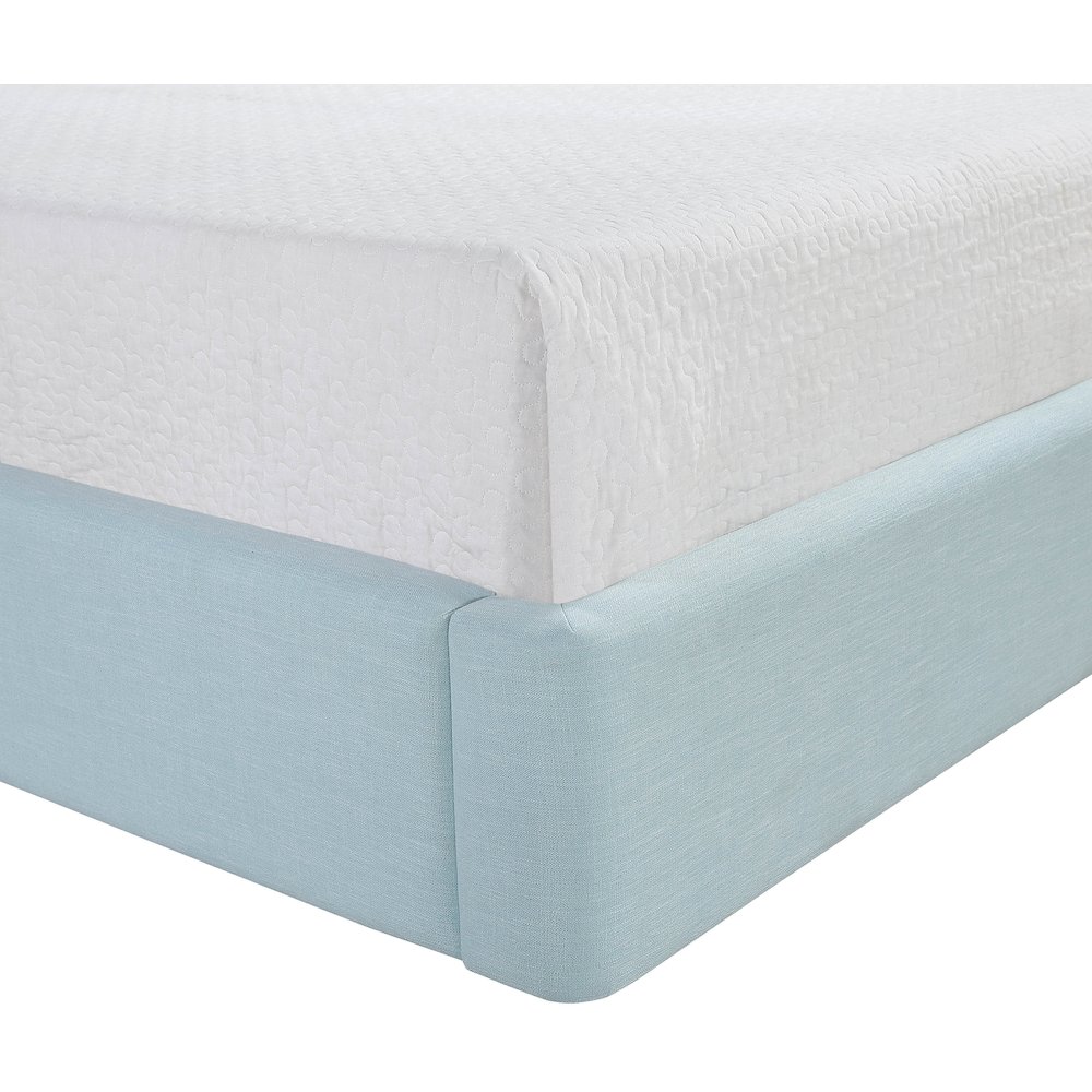 Kendall Light Blue Linen Textured Fabric Upholstered Twin Bed. Picture 6