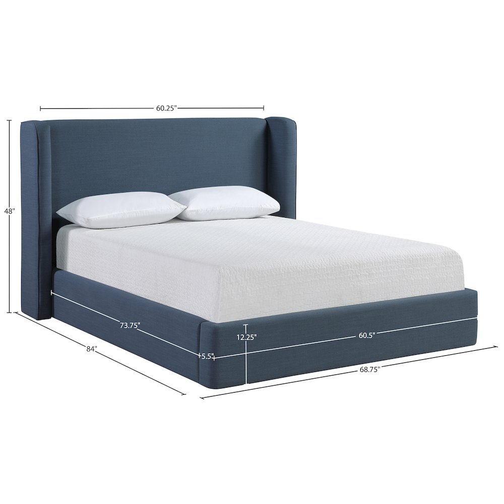 Kendall Navy Linen Textured Fabric Upholstered Full Bed. Picture 11