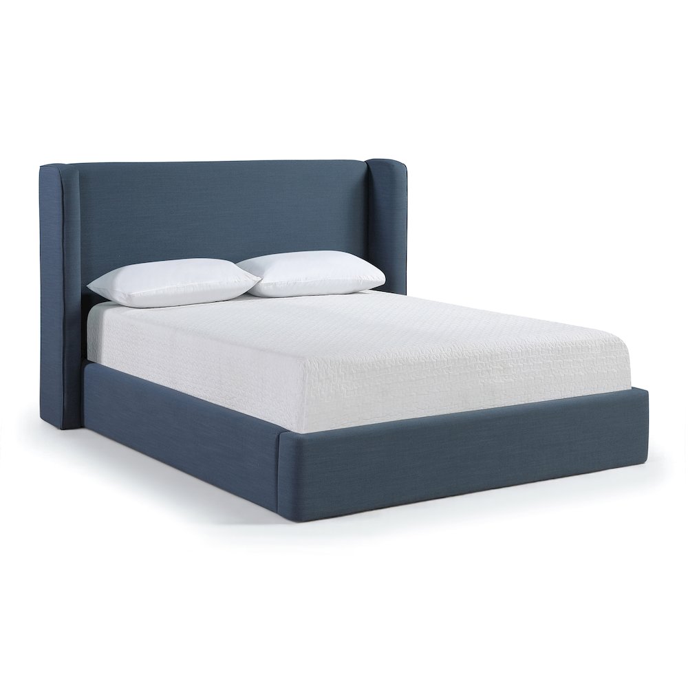 Kendall Navy Linen Textured Fabric Upholstered Full Bed. Picture 1