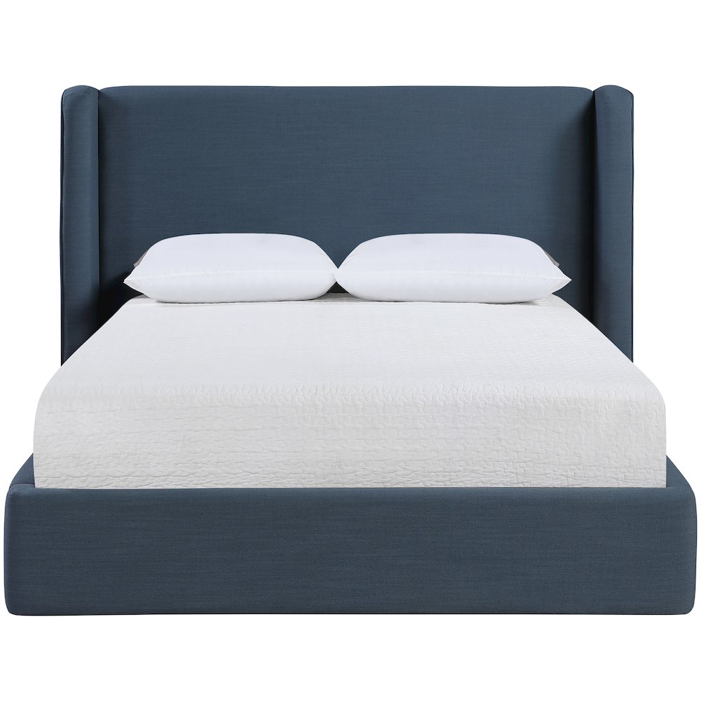 Kendall Navy Linen Textured Fabric Upholstered Full Bed. Picture 2