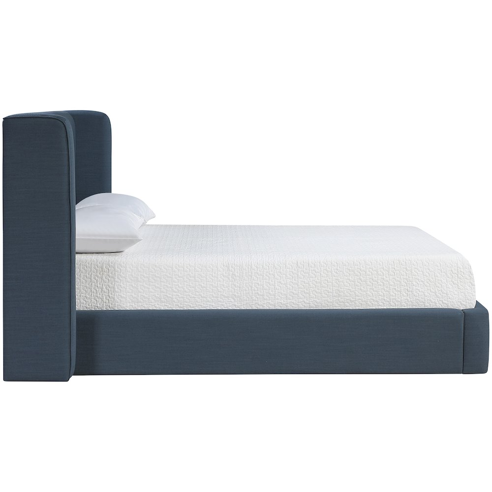 Kendall Navy Linen Textured Fabric Upholstered Full Bed. Picture 8