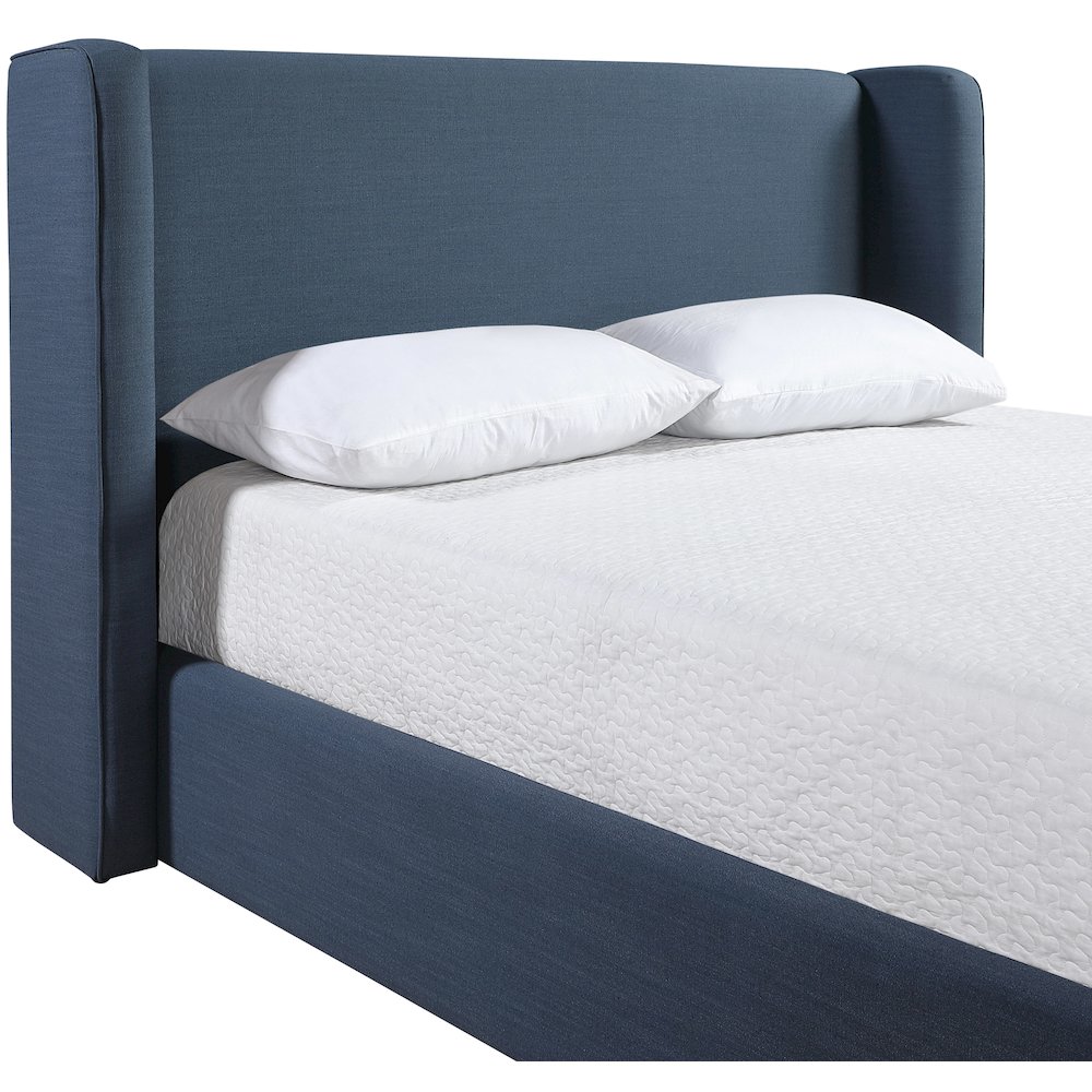 Kendall Navy Linen Textured Fabric Upholstered Full Bed. Picture 5