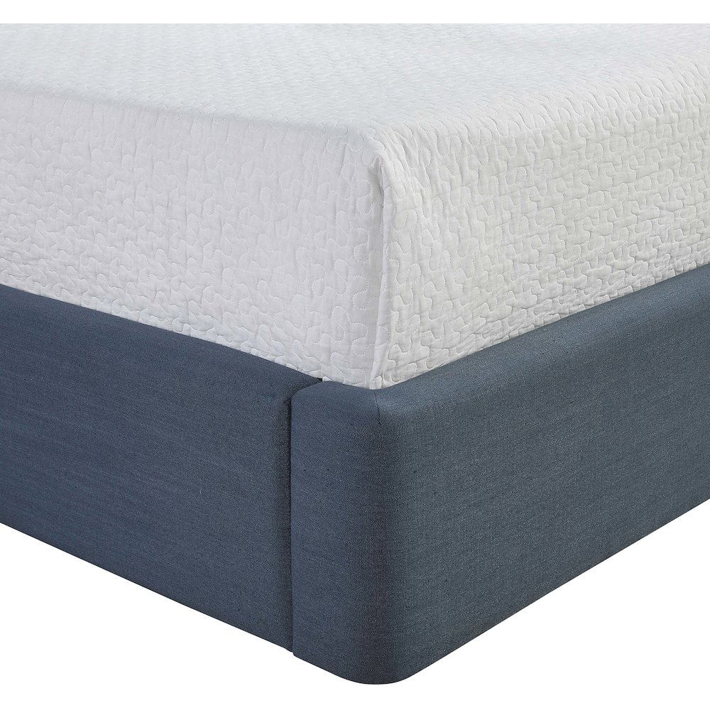 Kendall Navy Linen Textured Fabric Upholstered King Bed. Picture 6