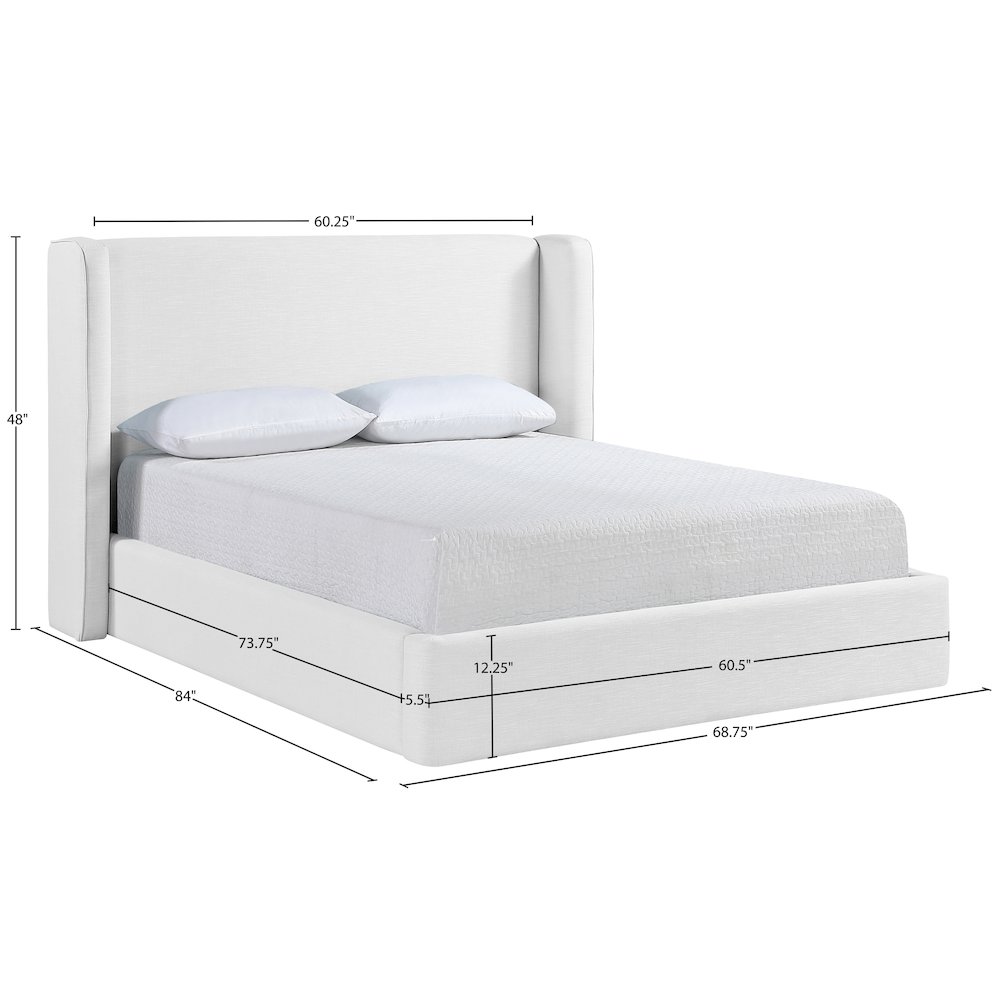 Kendall White Linen Textured Fabric Upholstered Full Bed. Picture 11