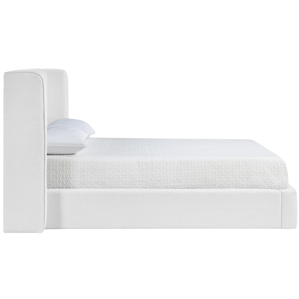 Kendall White Linen Textured Fabric Upholstered Full Bed. Picture 8
