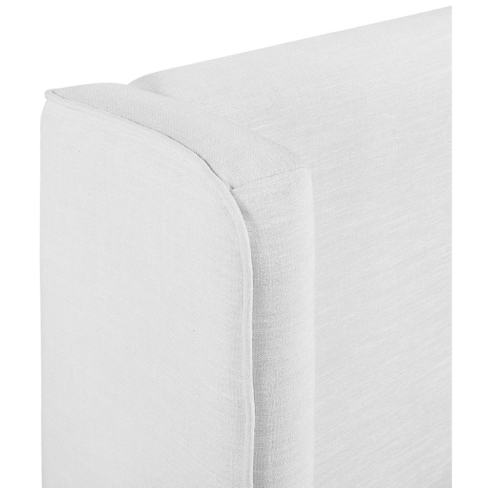 Kendall White Linen Textured Fabric Upholstered Full Bed. Picture 9