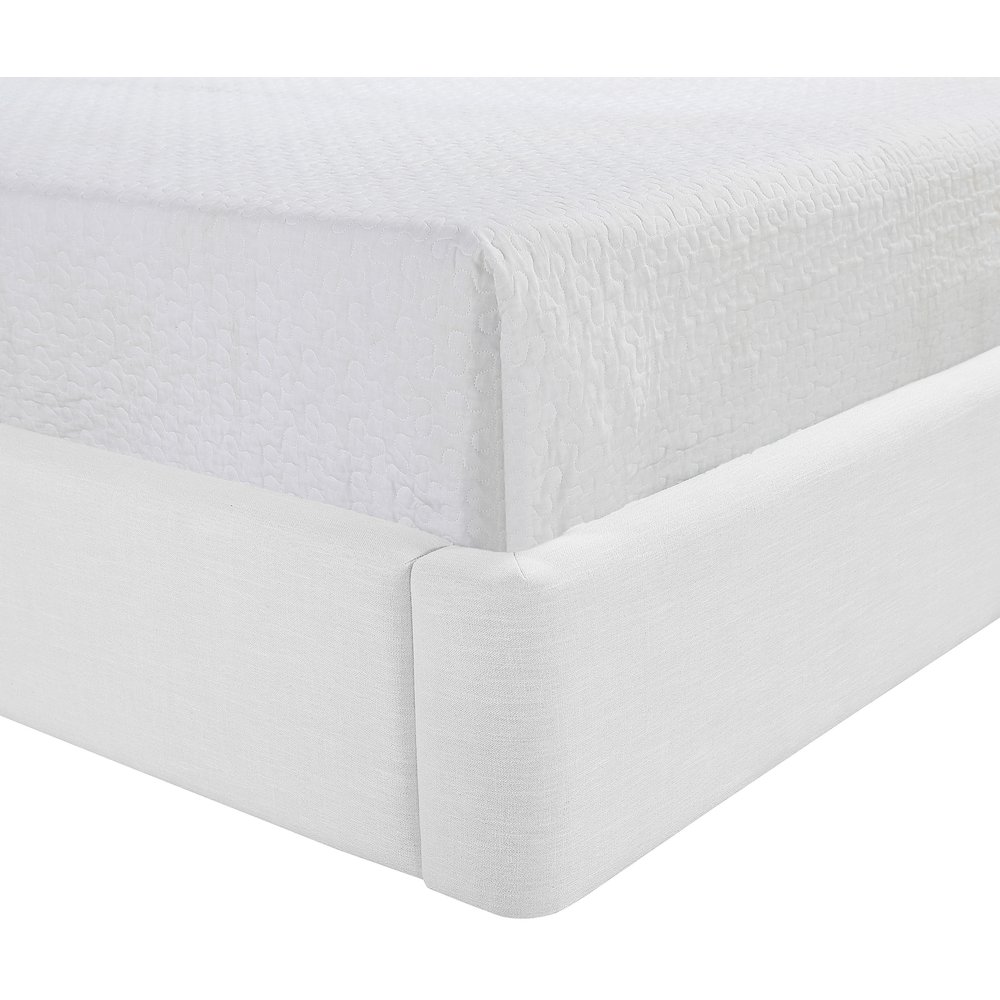 Kendall White Linen Textured Fabric Upholstered King Bed. Picture 6