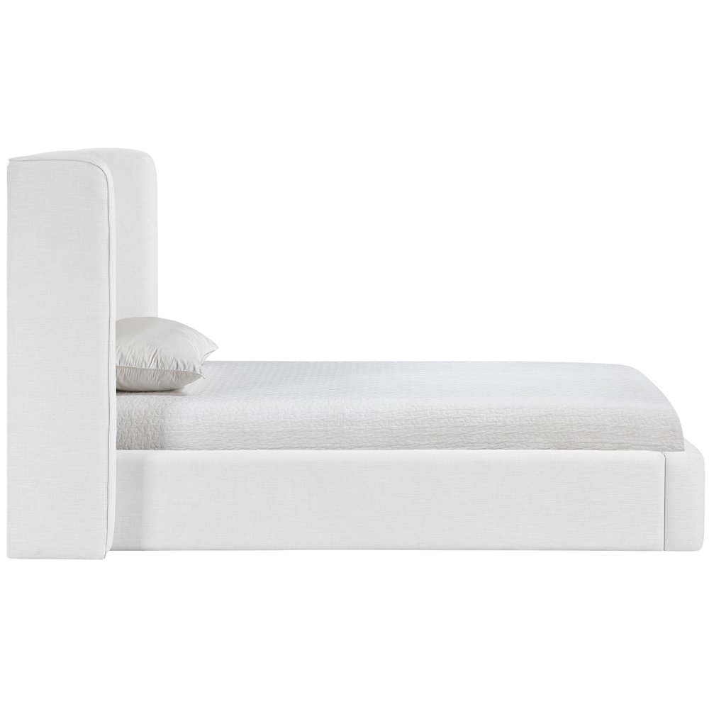 Kendall White Linen Textured Fabric Upholstered Twin Bed. Picture 8