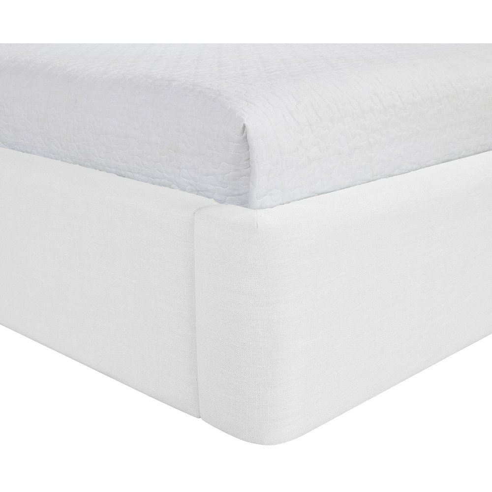 Kendall White Linen Textured Fabric Upholstered Twin Bed. Picture 6