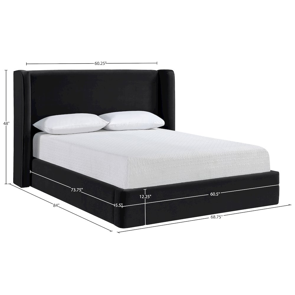 Kendall Black Velvet Upholstered Full Bed. Picture 3
