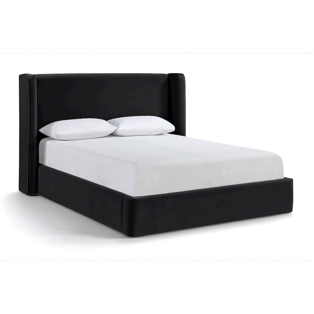 Kendall Black Velvet Upholstered Full Bed. Picture 1