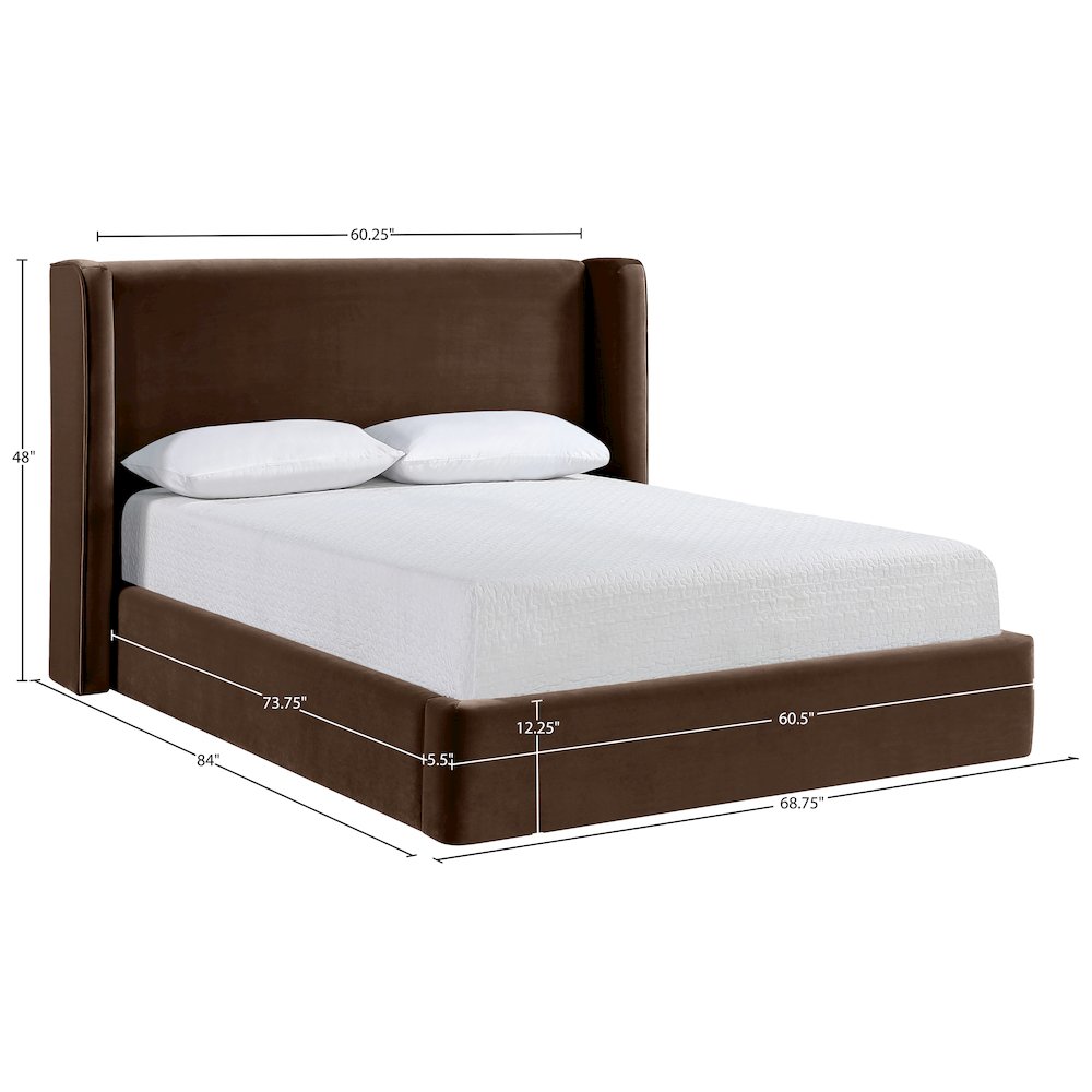 Kendall Brown Velvet Upholstered Full Bed. Picture 3