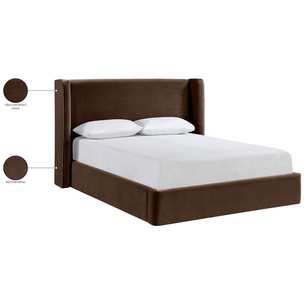 Kendall Brown Velvet Upholstered Full Bed. Picture 2