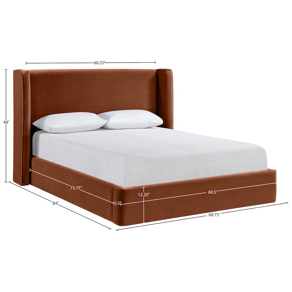 Kendall Cognac Velvet Upholstered Full Bed. Picture 3