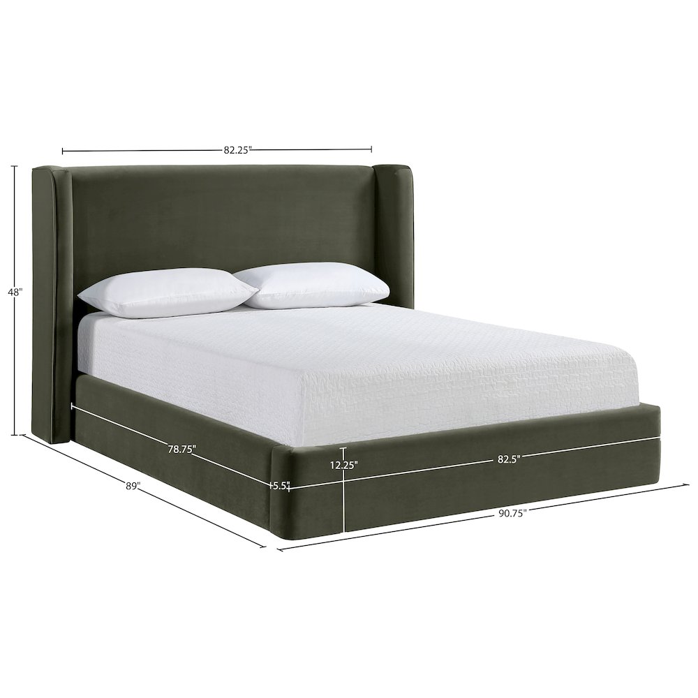 Kendall Green Velvet Upholstered King Bed. Picture 3