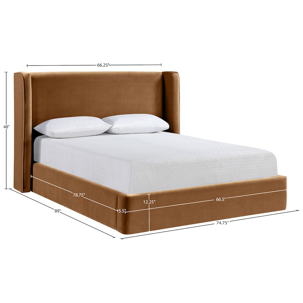 Kendall Saddle Velvet Upholstered Queen Bed. Picture 3