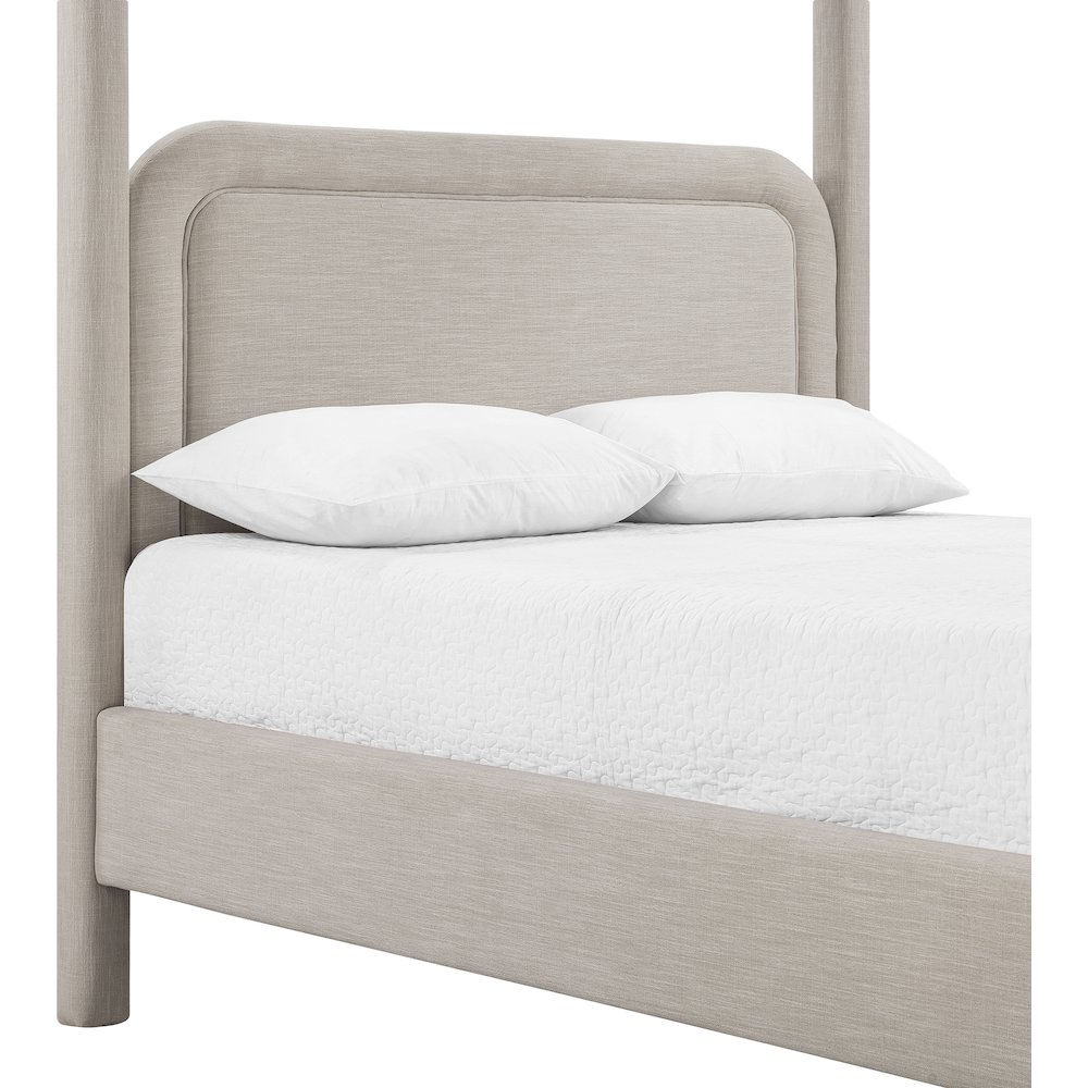 Salina Beige Linen Textured Fabric Upholstered King Bed. Picture 5