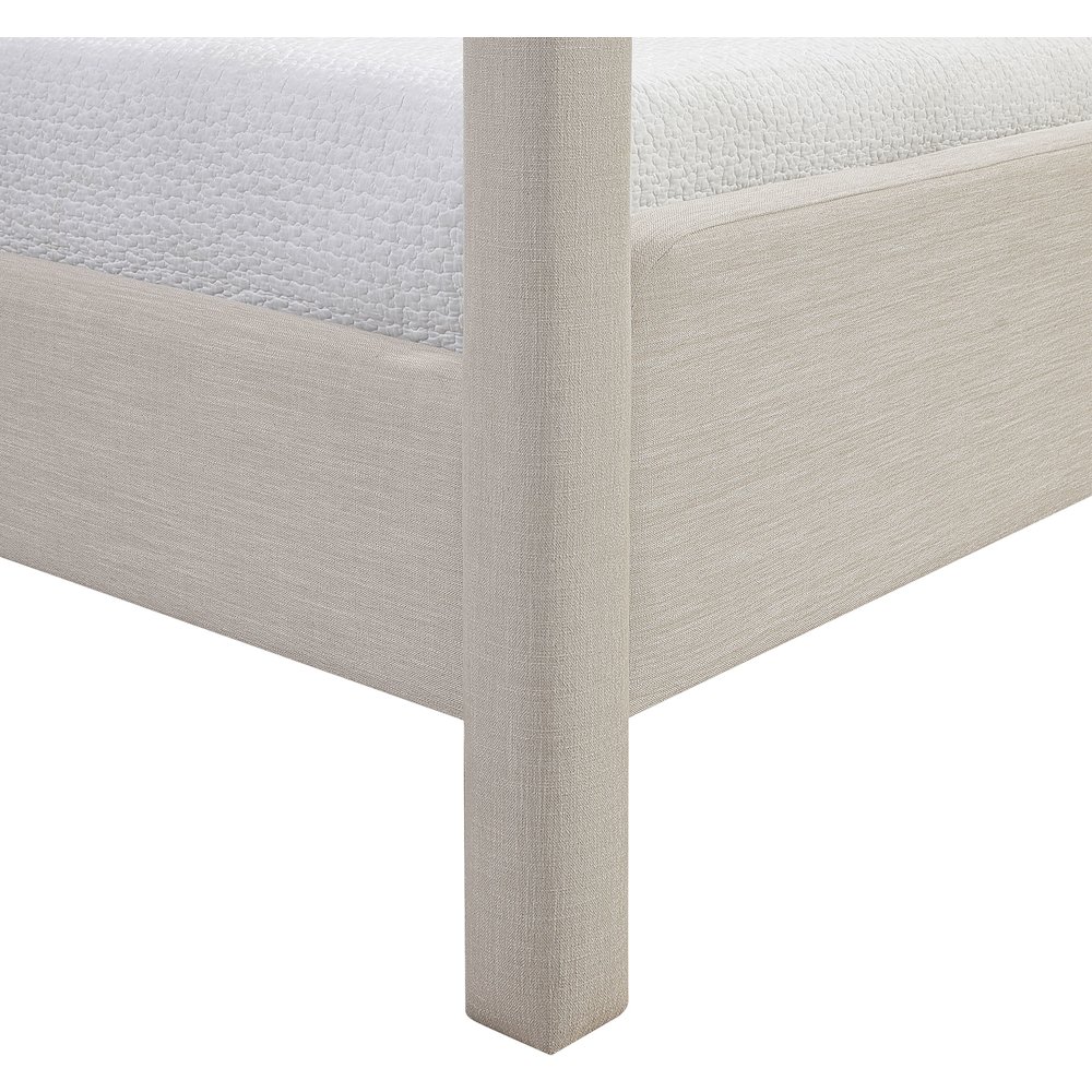 Salina Beige Linen Textured Fabric Upholstered King Bed. Picture 9