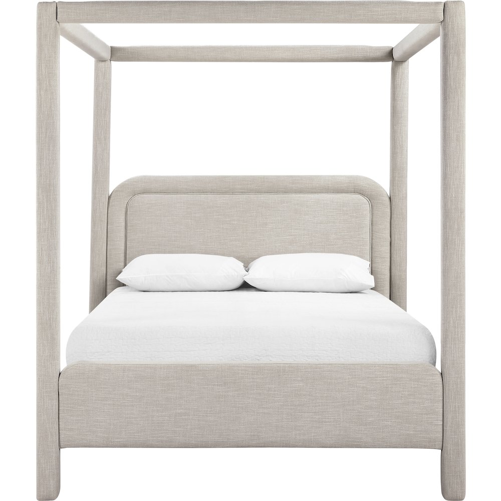 Salina Beige Linen Textured Fabric Upholstered Queen Bed. Picture 2