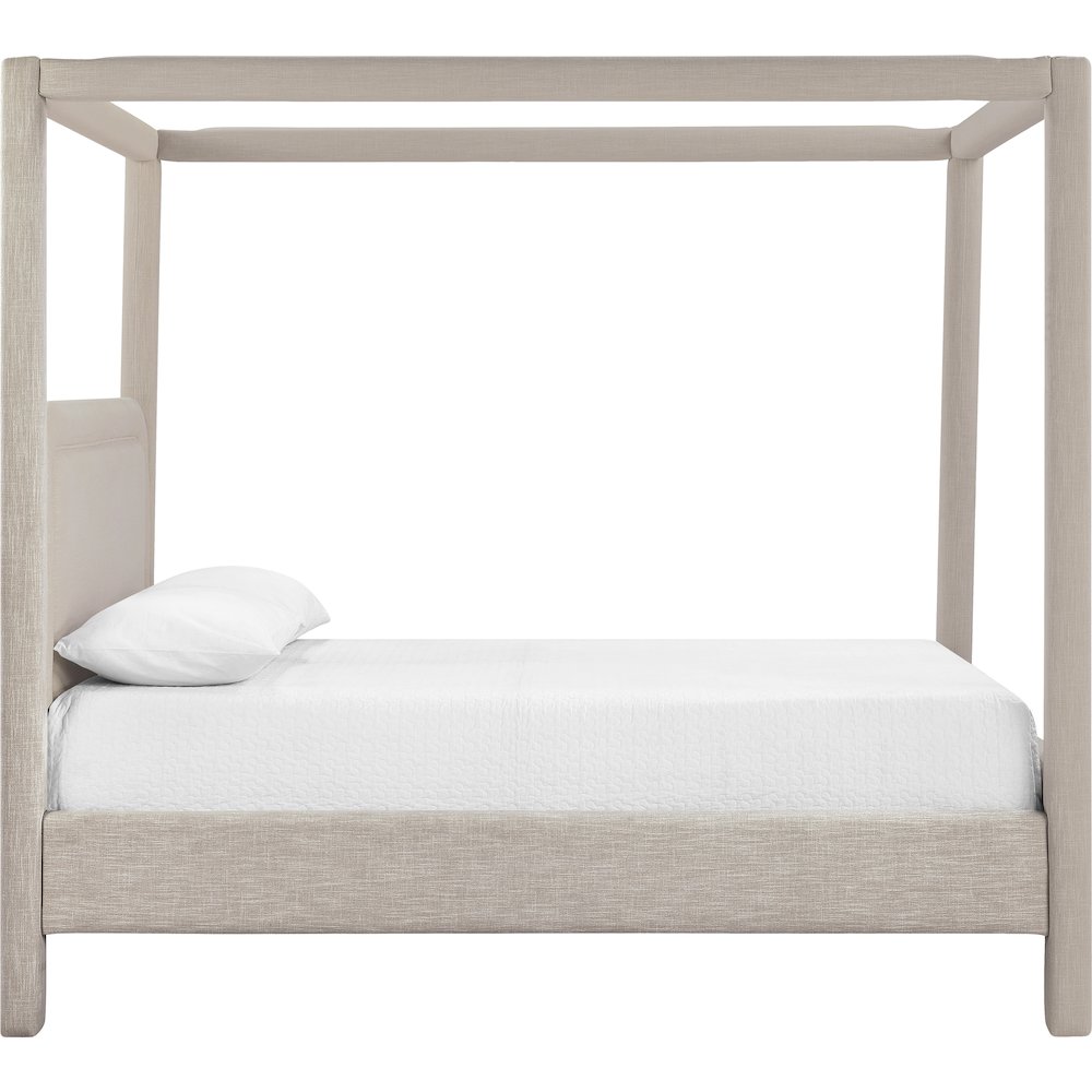Salina Beige Linen Textured Fabric Upholstered Queen Bed. Picture 8
