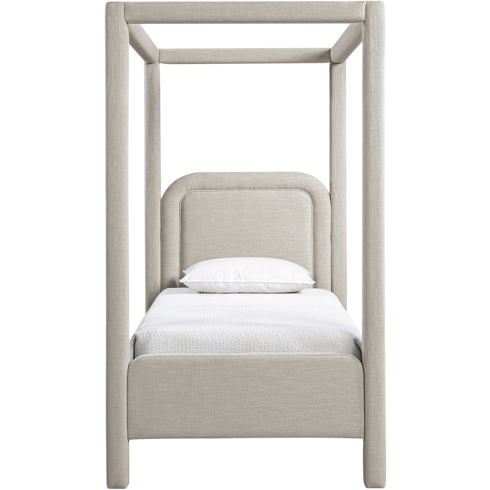 Salina Beige Linen Textured Fabric Upholstered Twin Bed. Picture 2