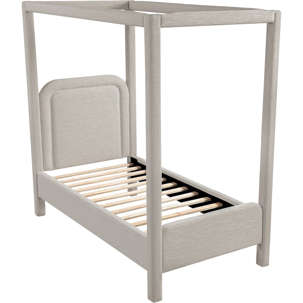 Salina Beige Linen Textured Fabric Upholstered Twin Bed. Picture 4