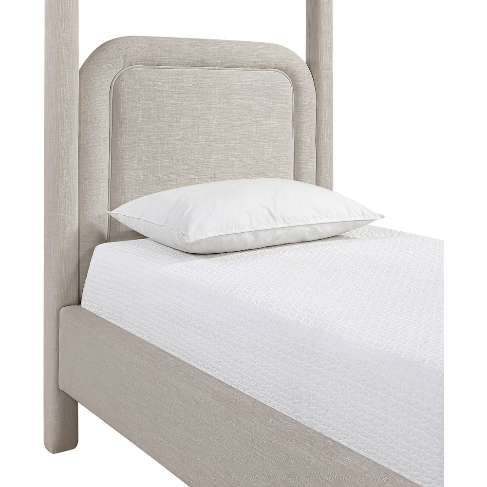 Salina Beige Linen Textured Fabric Upholstered Twin Bed. Picture 5