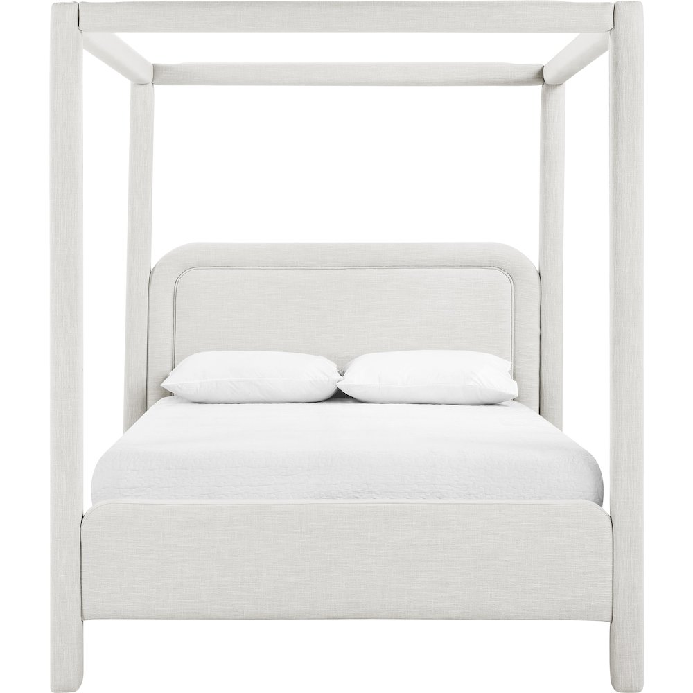 Salina Cream Linen Textured Fabric Upholstered Queen Bed. Picture 2