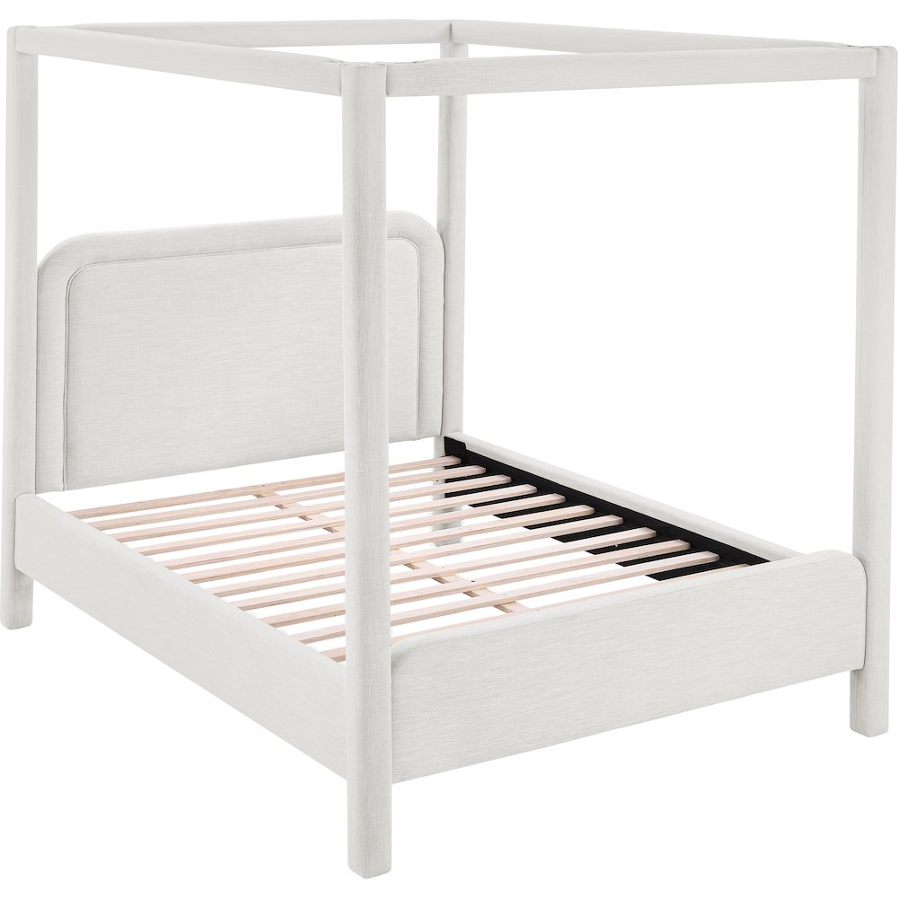Salina Cream Linen Textured Fabric Upholstered Queen Bed. Picture 4