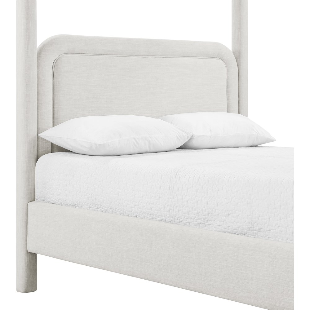 Salina Cream Linen Textured Fabric Upholstered Queen Bed. Picture 5