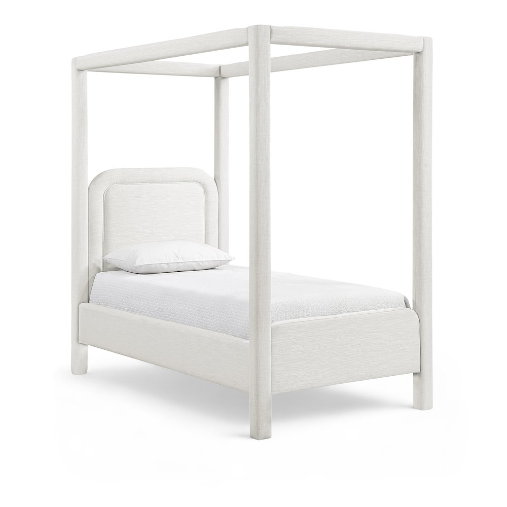 Salina Cream Linen Textured Fabric Upholstered Twin Bed. Picture 1