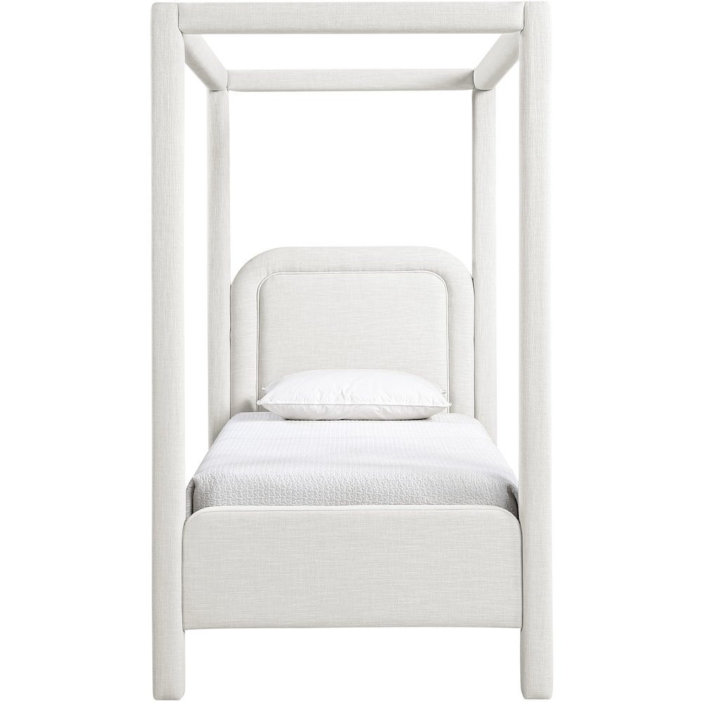 Salina Cream Linen Textured Fabric Upholstered Twin Bed. Picture 2