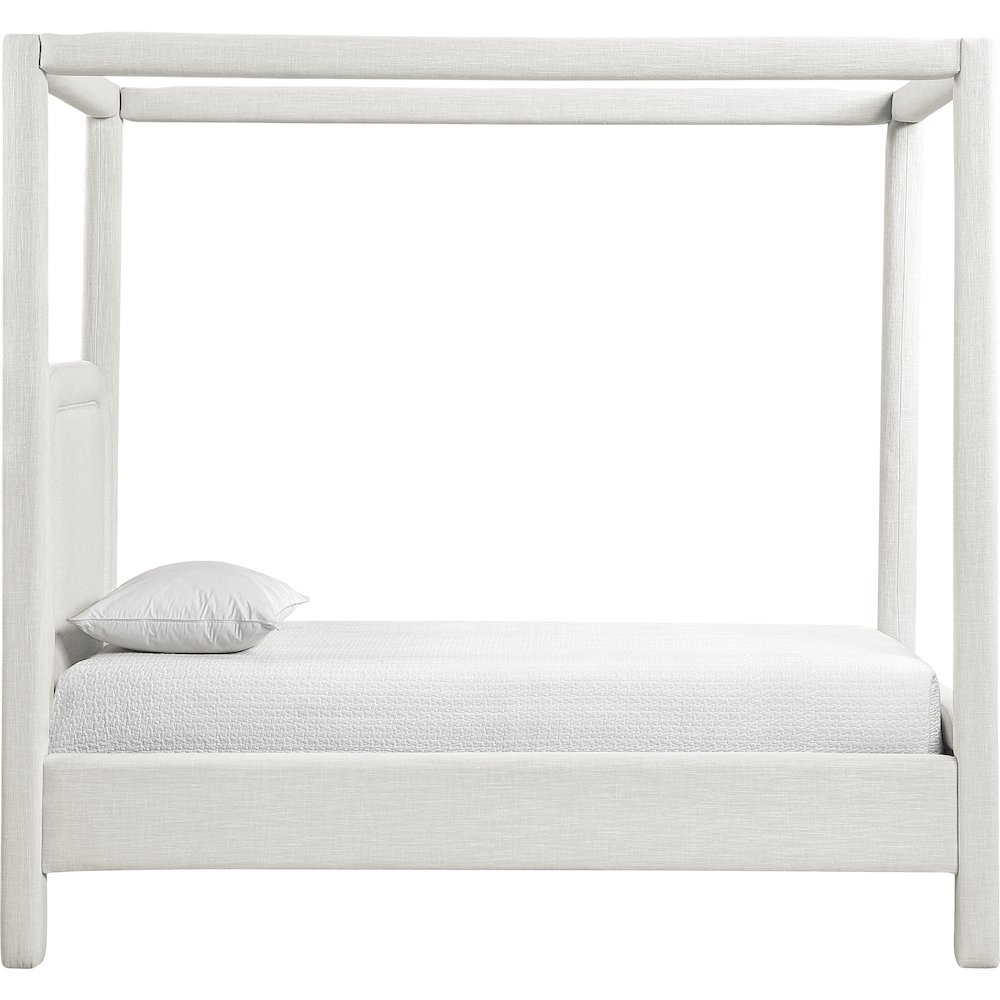 Salina Cream Linen Textured Fabric Upholstered Twin Bed. Picture 8