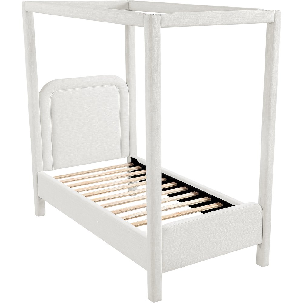 Salina Cream Linen Textured Fabric Upholstered Twin Bed. Picture 4
