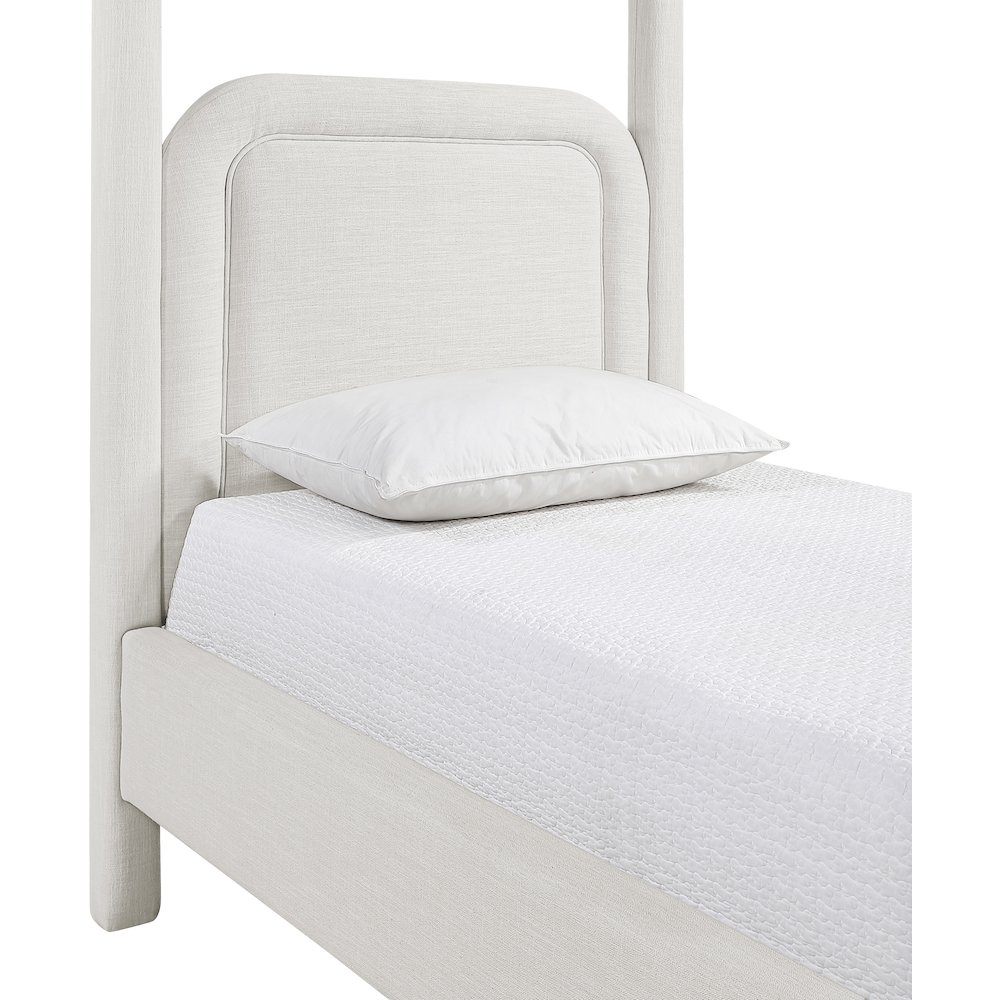 Salina Cream Linen Textured Fabric Upholstered Twin Bed. Picture 5