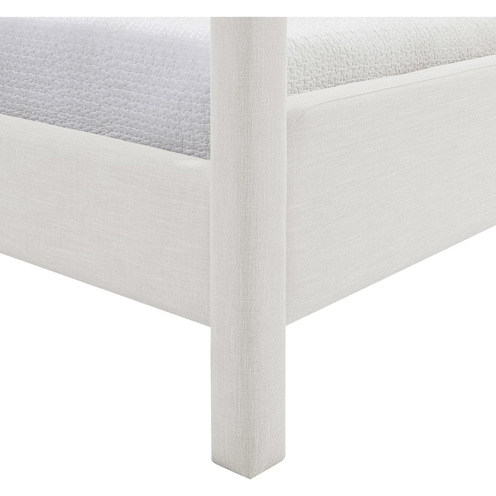 Salina Cream Linen Textured Fabric Upholstered Twin Bed. Picture 9