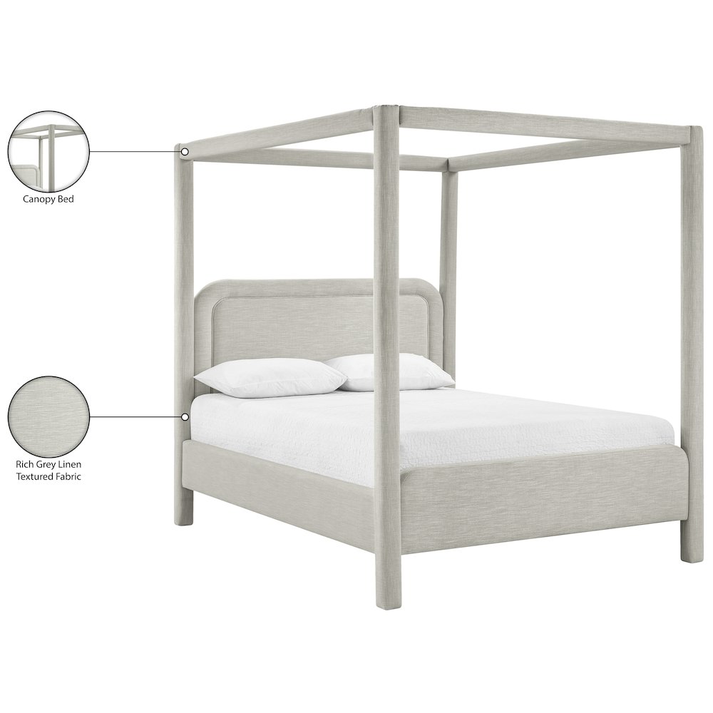 Salina Grey Linen Textured Fabric Upholstered Full Bed. Picture 11