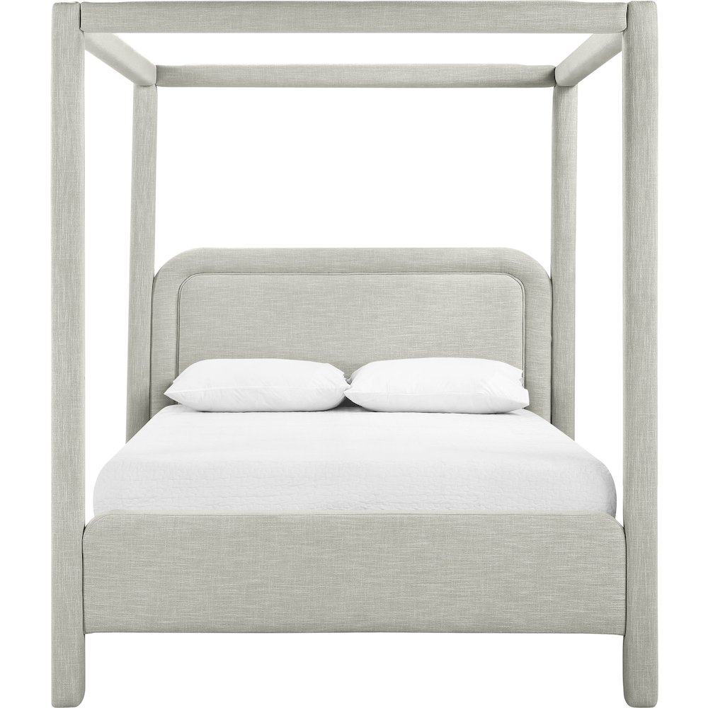 Salina Grey Linen Textured Fabric Upholstered Full Bed. Picture 2