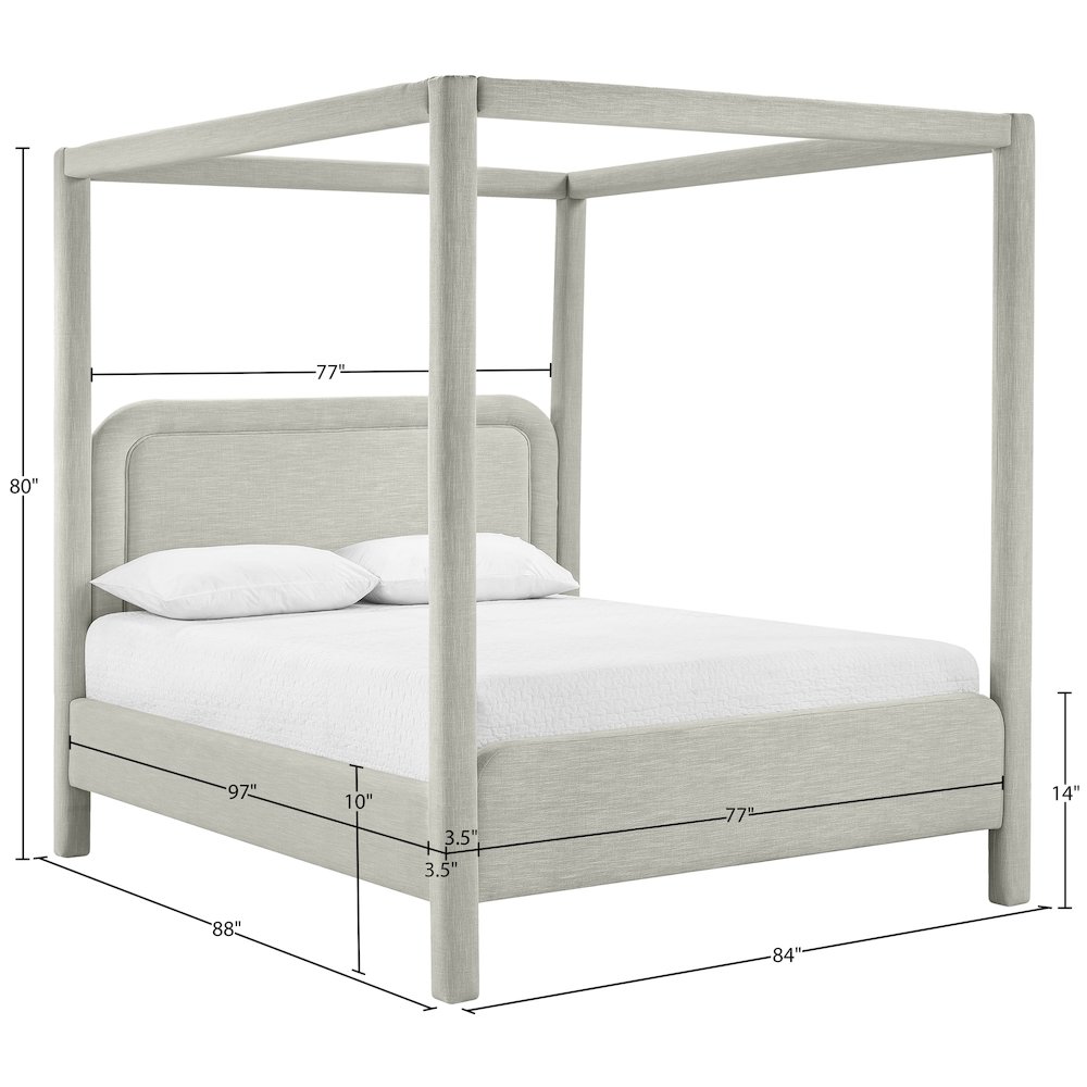 Salina Grey Linen Textured Fabric Upholstered King Bed. Picture 10