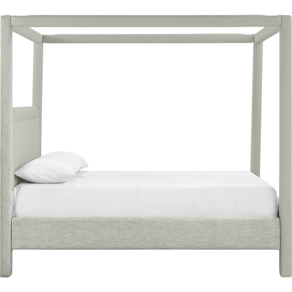 Salina Grey Linen Textured Fabric Upholstered King Bed. Picture 8