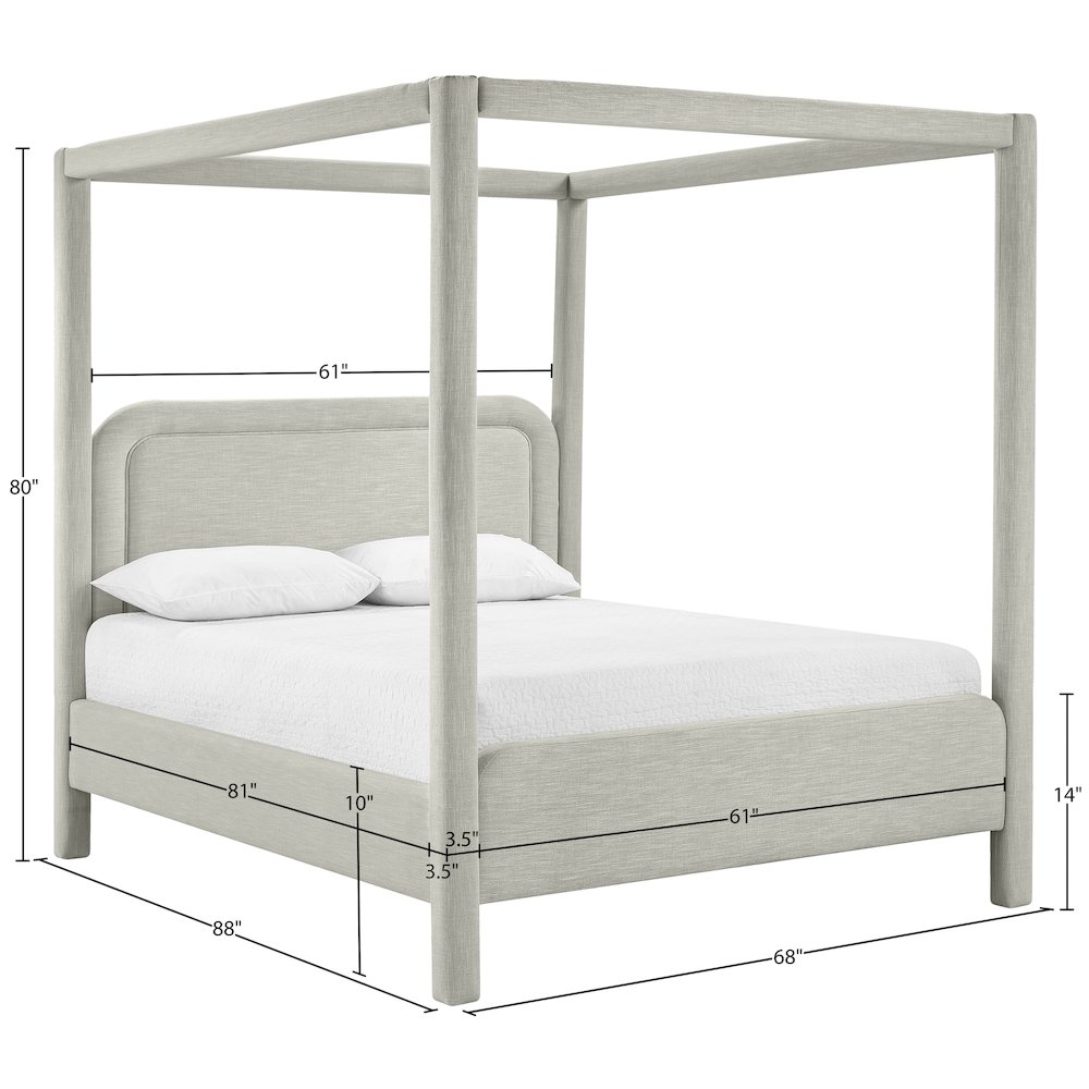 Salina Grey Linen Textured Fabric Upholstered Queen Bed. Picture 10