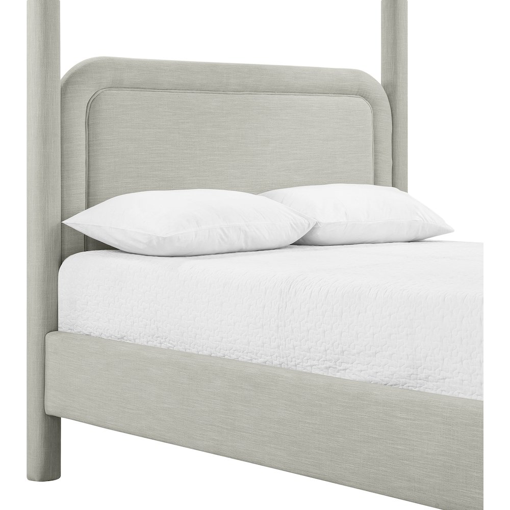 Salina Grey Linen Textured Fabric Upholstered Queen Bed. Picture 5