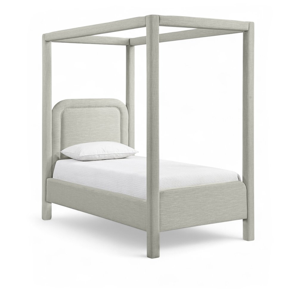 Salina Grey Linen Textured Fabric Upholstered Twin Bed. Picture 1