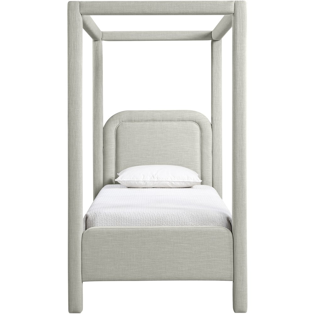 Salina Grey Linen Textured Fabric Upholstered Twin Bed. Picture 2