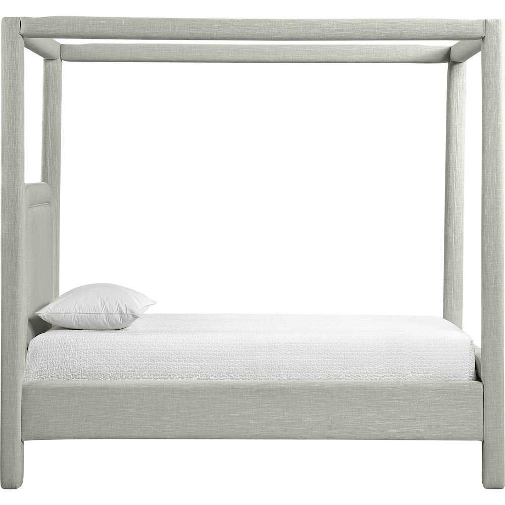 Salina Grey Linen Textured Fabric Upholstered Twin Bed. Picture 8