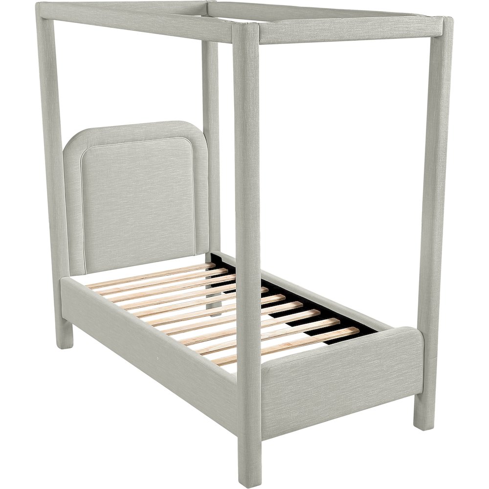 Salina Grey Linen Textured Fabric Upholstered Twin Bed. Picture 4