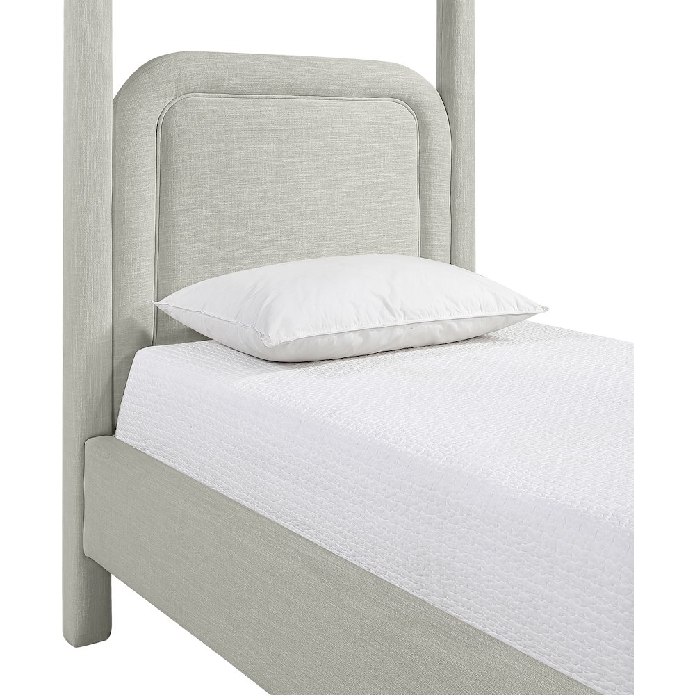 Salina Grey Linen Textured Fabric Upholstered Twin Bed. Picture 5