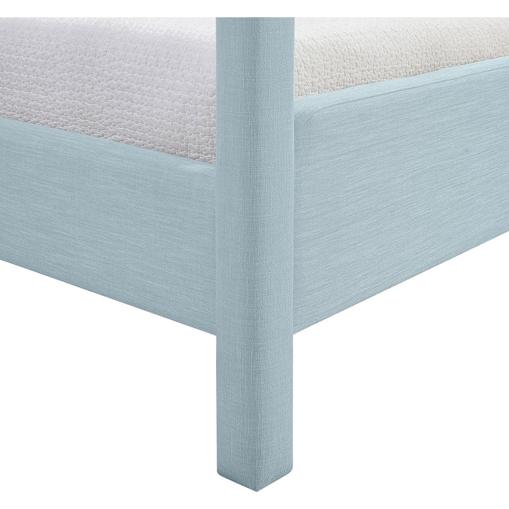 Salina Light Blue Linen Textured Fabric Upholstered King Bed. Picture 9